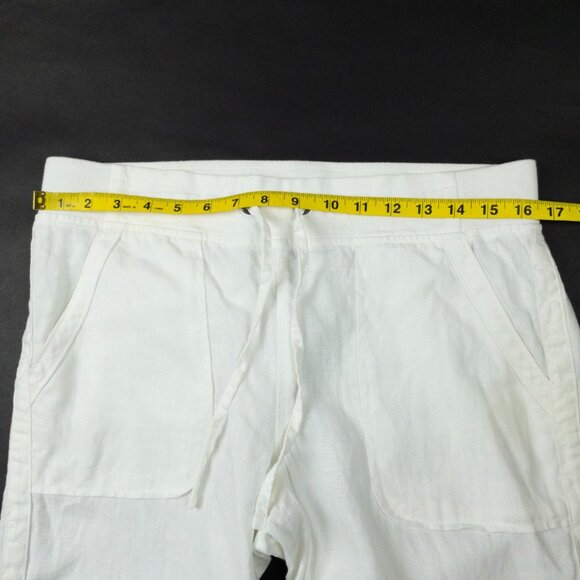 Athleta Linen Pants Solid White Women's 8T Tall Drawstring Pull On Vacation - Picture 9 of 13